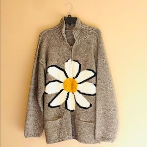 Unique Heavy Wool Cardigan/Jacket | Crochet | Daisy
